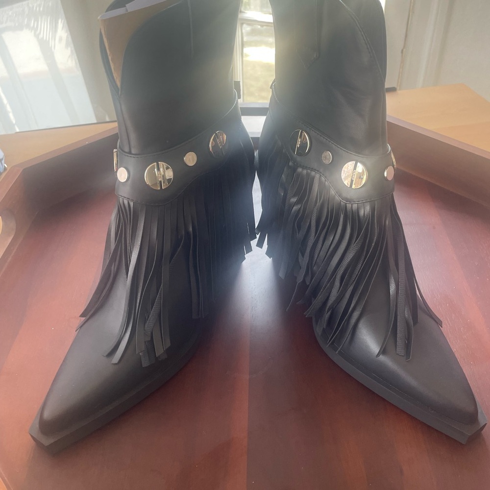 Black Fringe Ankle Booties